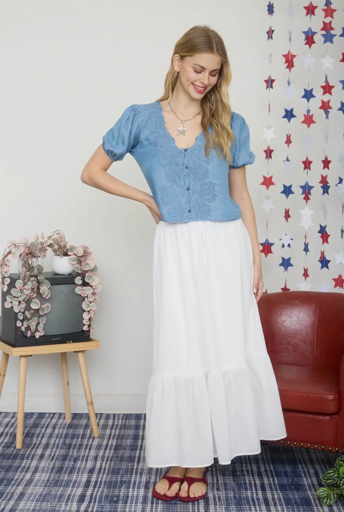 Bluebell Embroidered Top