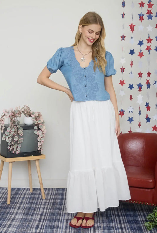 Bluebell Embroidered Top