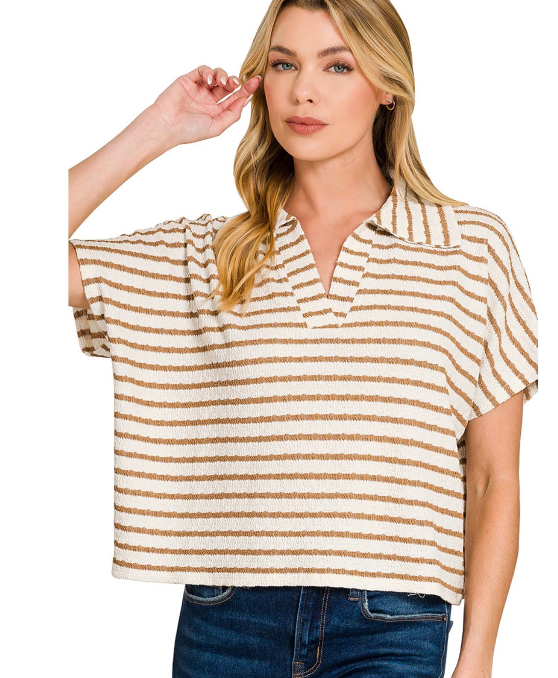 Coastline Stripe Collared Top