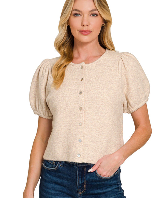 Sutton Puff Sleeve Cardigan