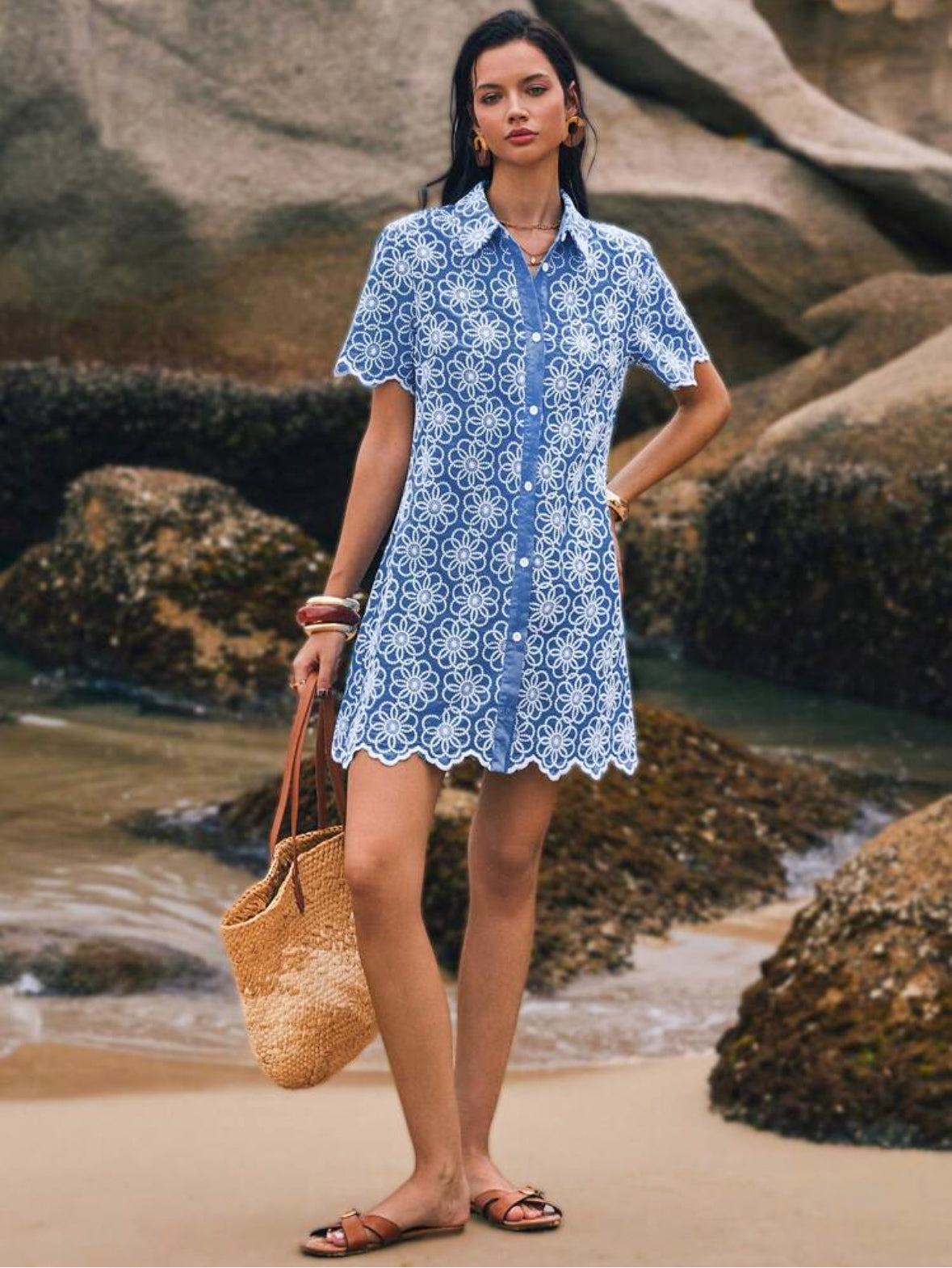 Santorini Sky Eyelet Dress