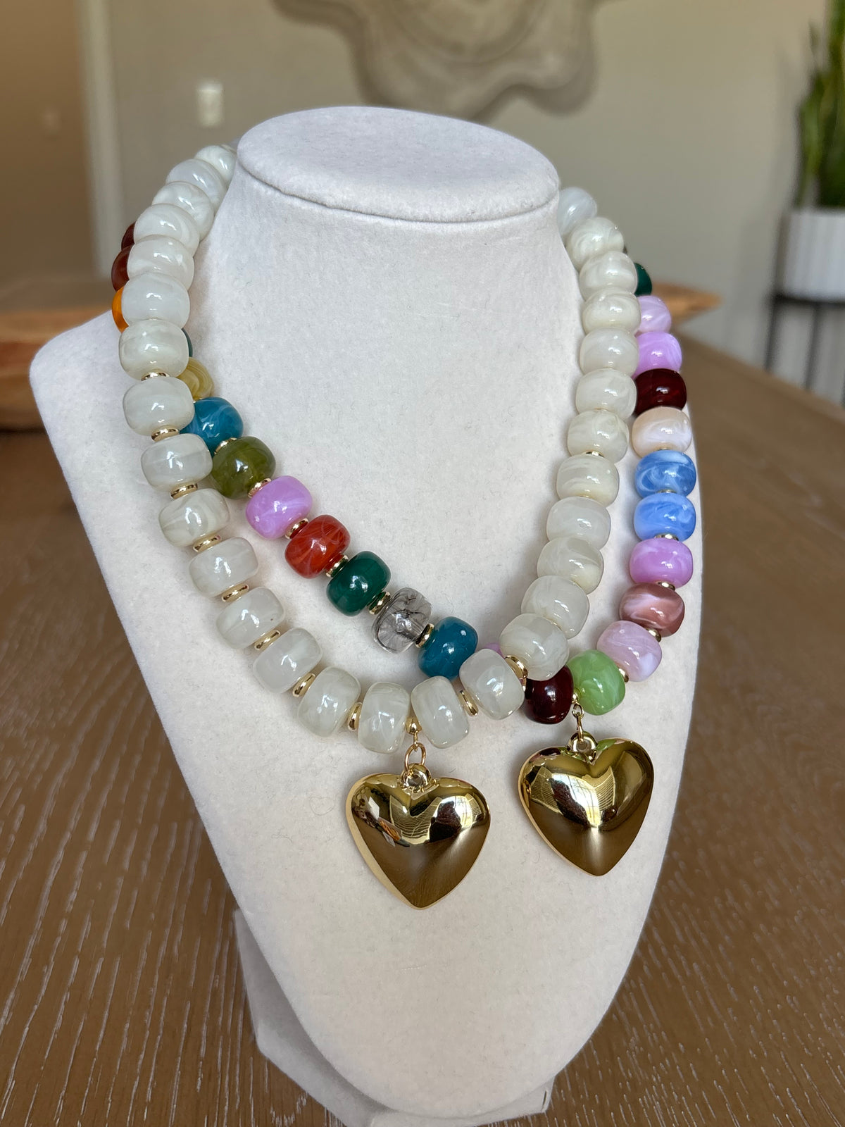 Heart of Gold Beaded Necklace