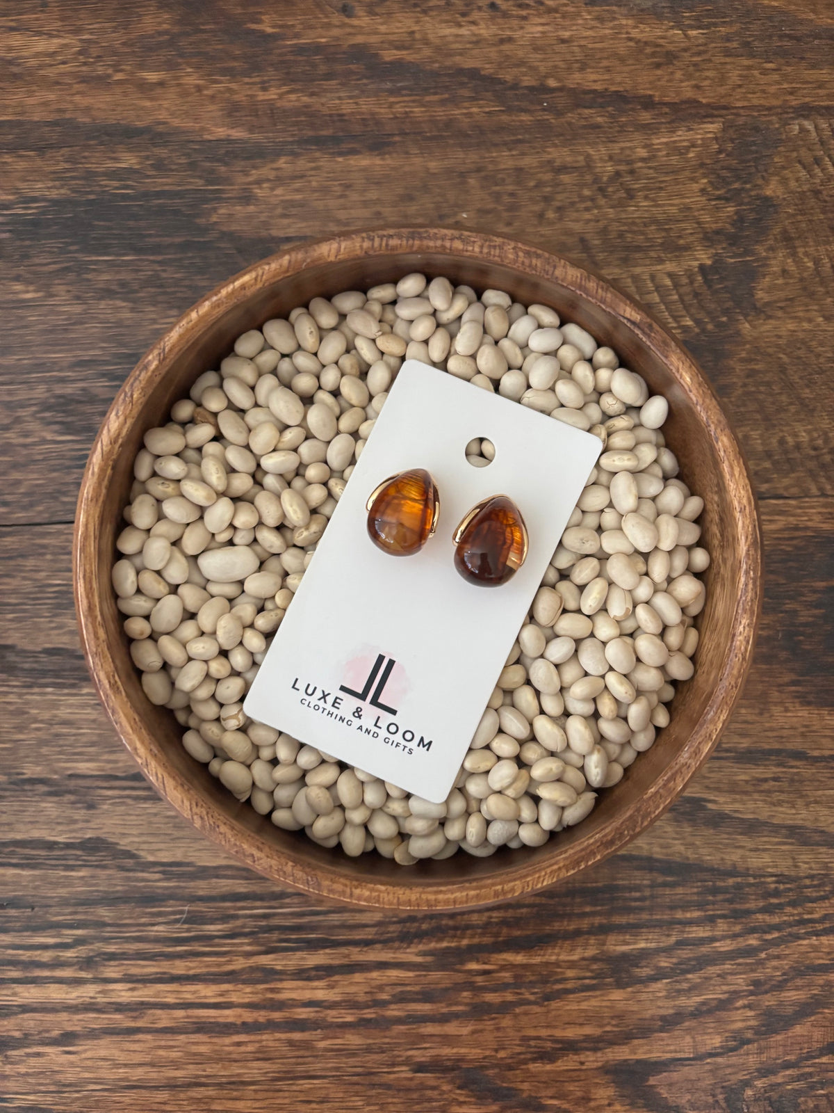 Amber Glow Resin Stud Earrings