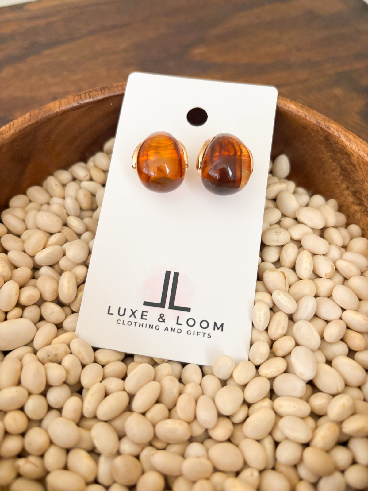 Amber Glow Resin Stud Earrings