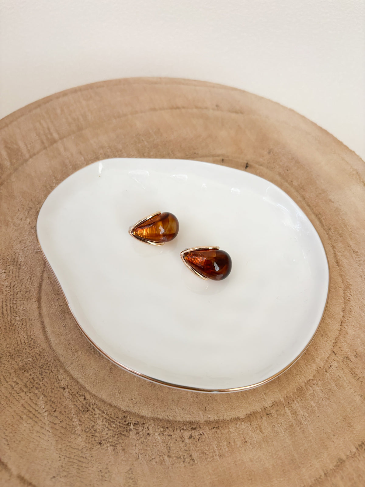 Amber Glow Resin Stud Earrings