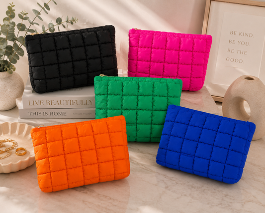 The Jet Set Quilted Cosmetic Pouch